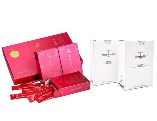 (預售中,11月發貨) 美肌養氣組合:JEJUWELLING韓國濟州島紅海參修復飲一盒+玻尿酸保濕面膜 (10片*2盒)