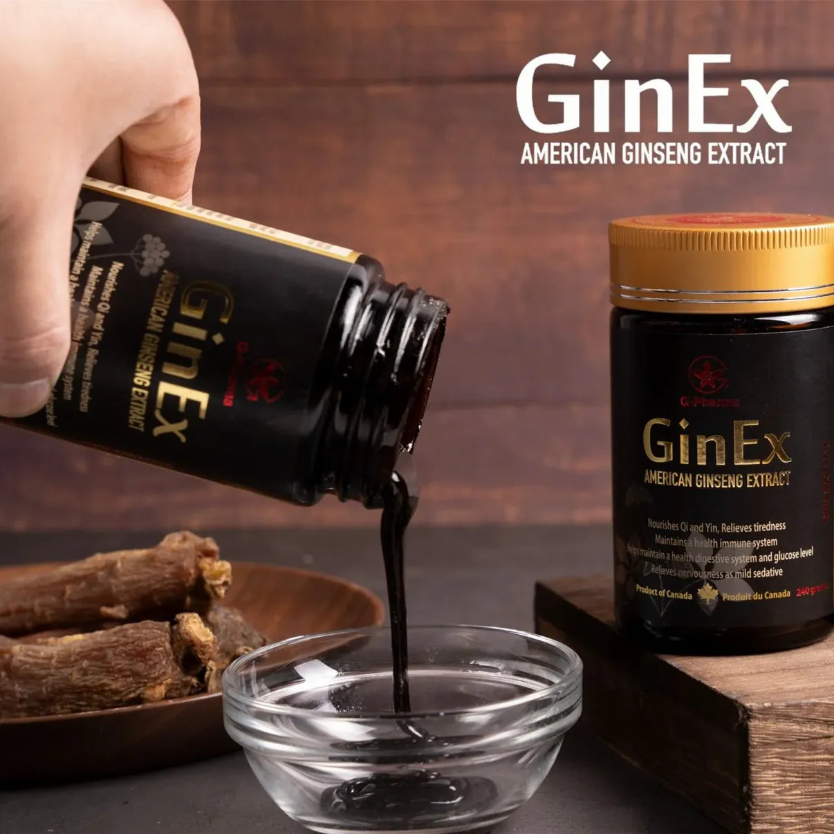 GinEx® 西洋蔘黑膏滋 (純膏劑-240g)G-Pharma Canada（Adaptogen Pharma Corporation)